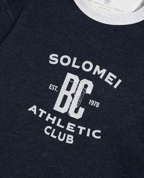 Brunello Cucinelli Дитячий синій світшот з брендовим принтом BR831E502C