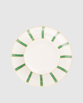 Geminiano Cozzi 1765 Біла порцелянова десертна тарілка Striche Verdi e Oro TTCMI02229036