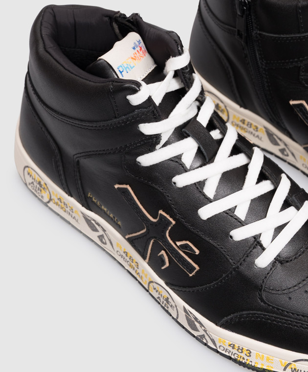 Premiata Детские черные кожаные хайтопы Marc 323694682735 изображение 5