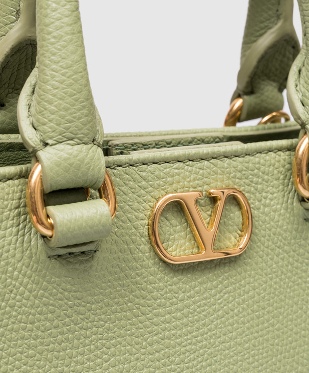 Valentino Зеленая кожаная сумка-мини VLogo 9W2P0BA9SNP изображение 7