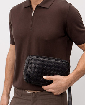 Bottega Veneta Чорний шкіряний клатч Intrecciato 777390V2HL1