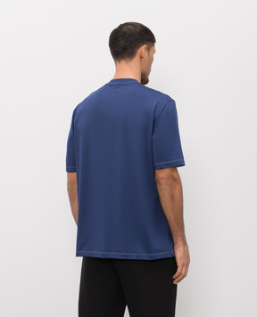 Brunello Cucinelli Синяя футболка с принтом эмблемы MW8571884T