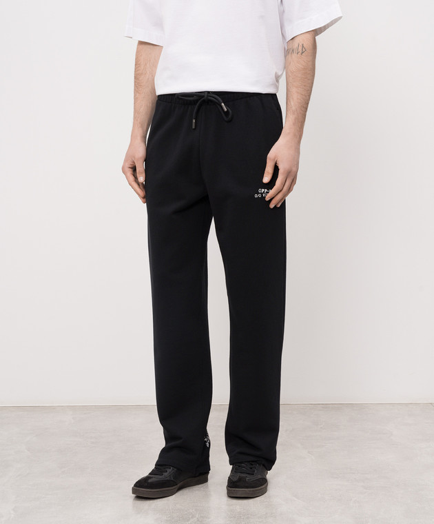 Off-White Черные спортивные брюки с принтом 44MCH05AS26F008 изображение 3