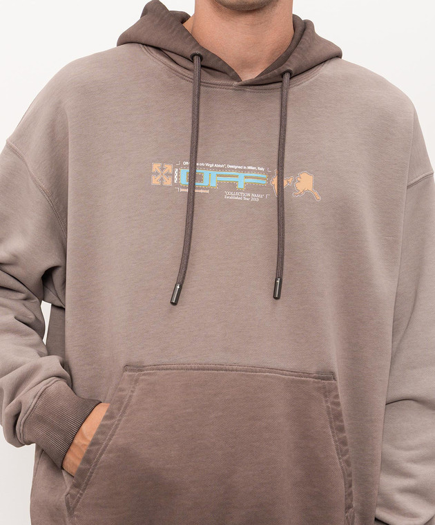 Off-White Коричневые худи Archi Geograpy Arrow 44MBB085F26F003 изображение 5