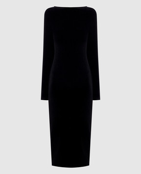 Balmain Черное велюровое платье с открытой спиной HF1RR021JM26