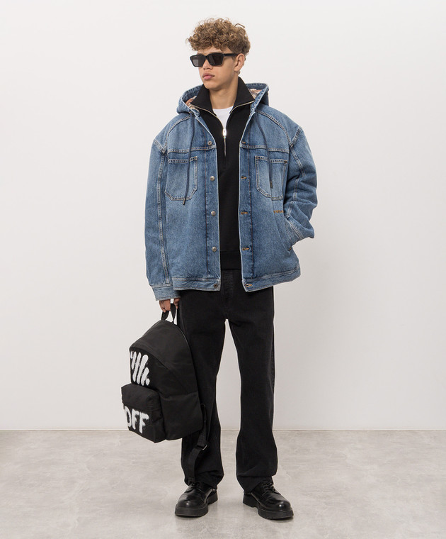 Off-White Синяя джинсовая куртка с эффектом потертости 44MYE09SF26D002 изображение 2