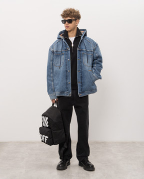 Off-White Синя джинсова куртка з ефектом потертості 44MYE09SF26D002