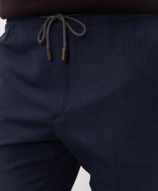 Slowear Синие брюки из шерсти, шелка и льна 1T007790490 изображение 5