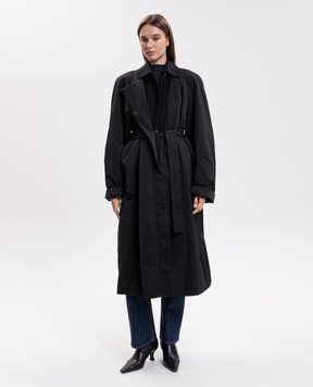 Carven Черный утепленный плащ с шелком 6262K21052