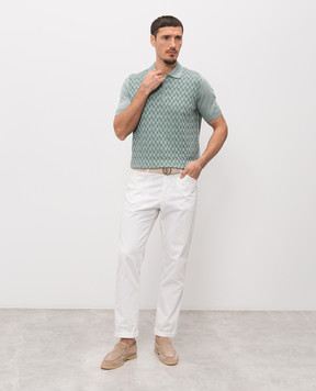 Stefano Ricci Зеленое поло с шелком в узоре K818110P31F26176