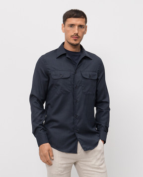 Doriani Cashmere Синя сорочка з вовни та шовку DOSLIDR42T196