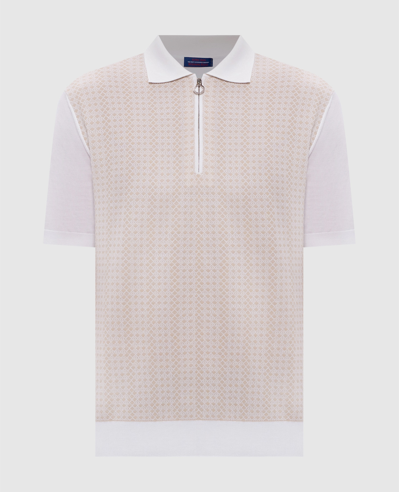 

Белое поло из шелка в узор, Белый, Поло