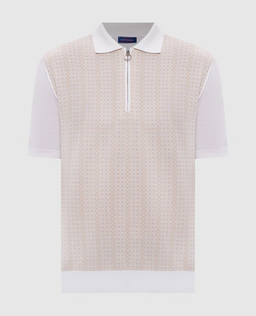 Stefano Ricci Белое поло из шелка в узор W505038P31W26109