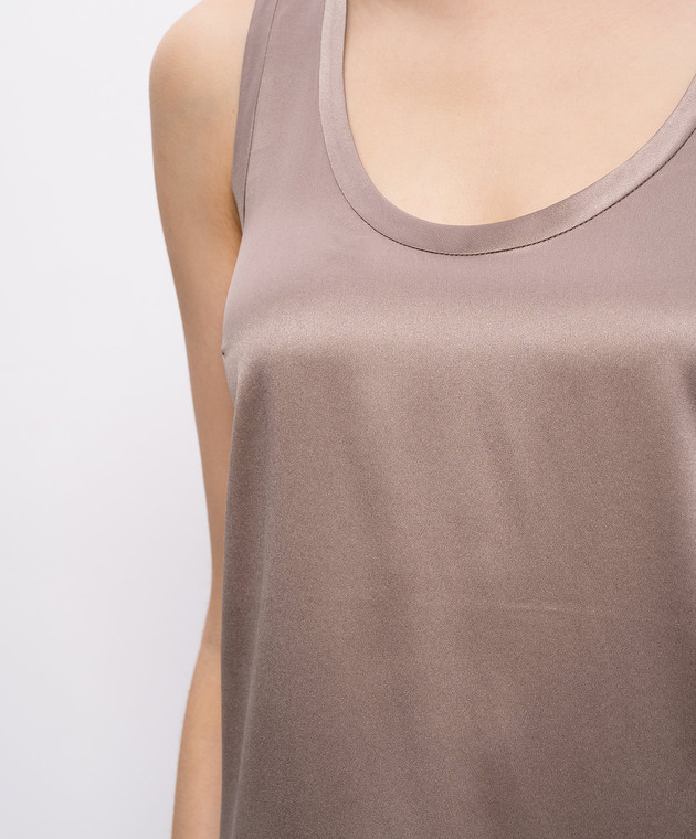 Brunello Cucinelli Бежевый топ из шелка с цепочкой мониль M0C59E0600 изображение 5