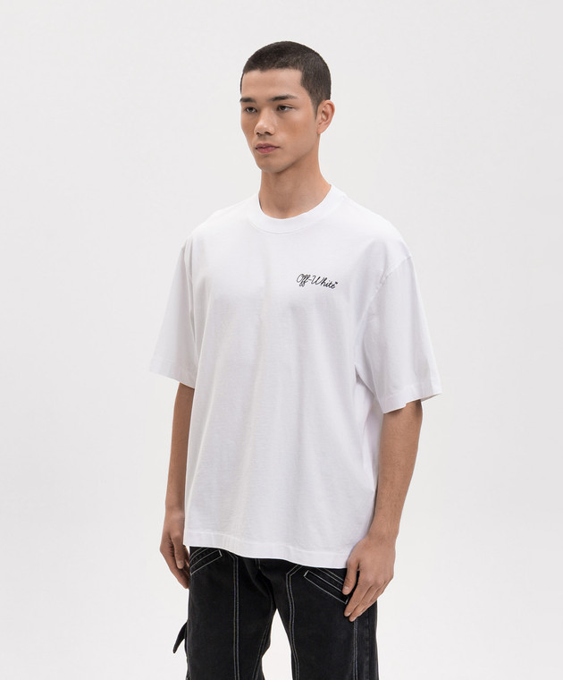 Off-White Біла футболка з контрастним принтом логотипа 44MAA120S26J01D зображення 3
