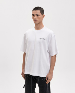 Off-White Біла футболка з контрастним принтом логотипа 44MAA120S26J01D