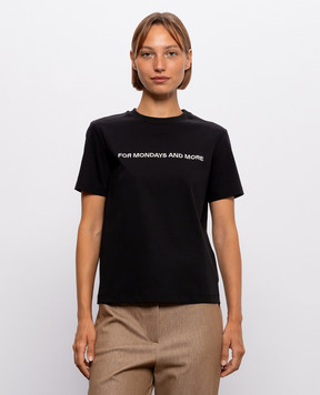 Max Mara Черная футболка с контрастной вышивкой MMLEXPLOIT
