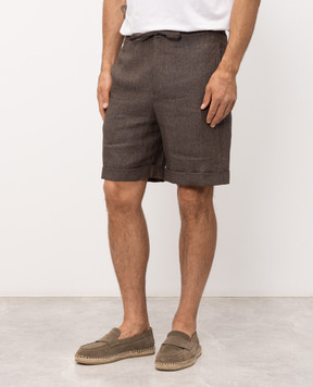 Canali Коричневі шорти з льону AE05958U95606