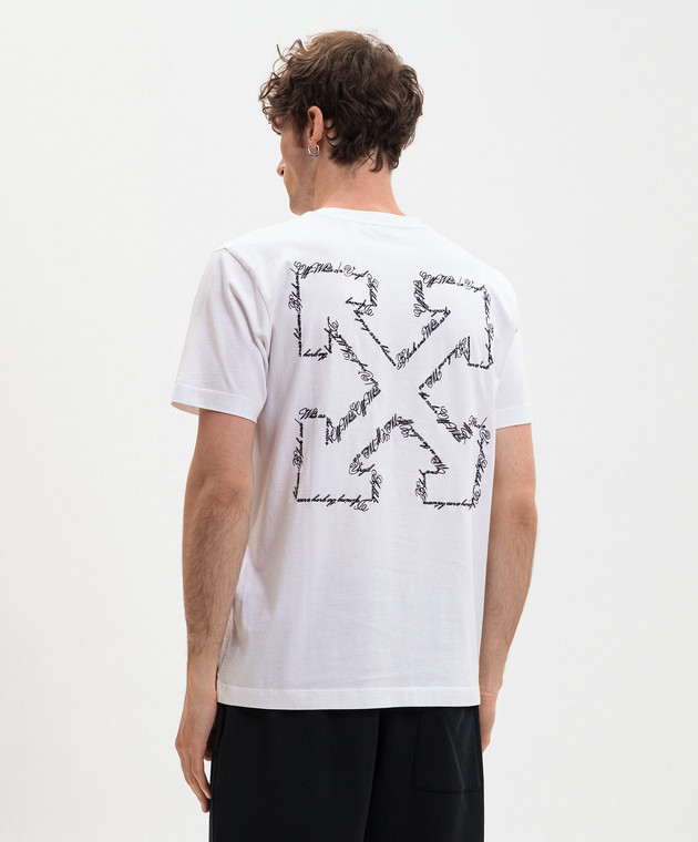 Off-White Біла футболка з вишивкою Script Arrow 44MAA027S26J002 зображення 4
