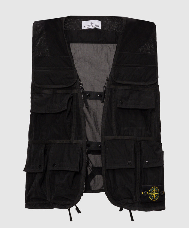 Stone Island Чорний жилет з кишенями L2S15G100016S0424