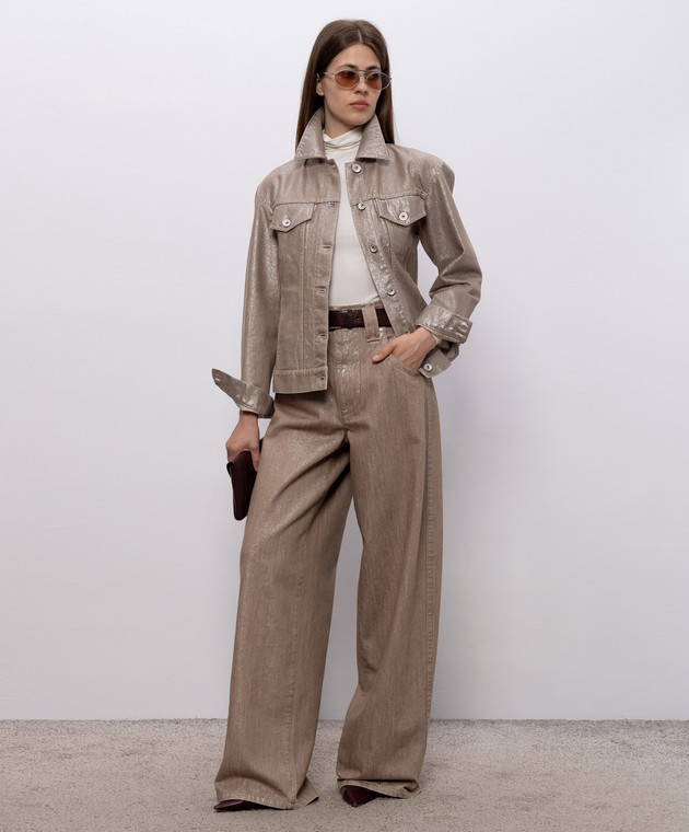 Brunello Cucinelli Бежеві джинси з люрексом MP109P4091 зображення 2