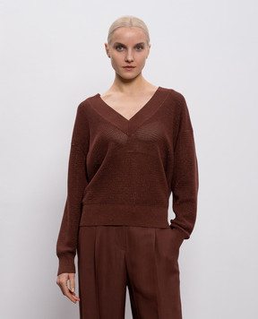 Brunello Cucinelli Коричневий пуловер з люексом MST263312