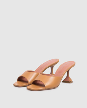 Amina Muaddi Коричневі шкіряні мюлі Lupita 16S365935LUP