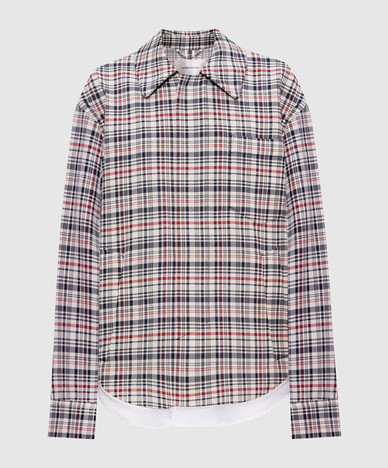 Бежевая куртка в клетку в стиле рубашки