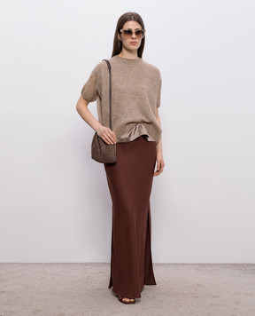 Brunello Cucinelli Коричнева спідниця максі з льоном MH126G3396