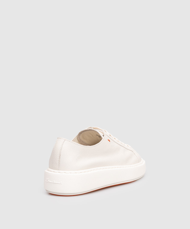 Santoni Белые кожаные кроссовки с фактурным логотипом WBCD61322BARCDYI изображение 3