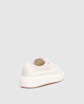 Santoni Белые кожаные кроссовки с фактурным логотипом WBCD61322BARCDYI