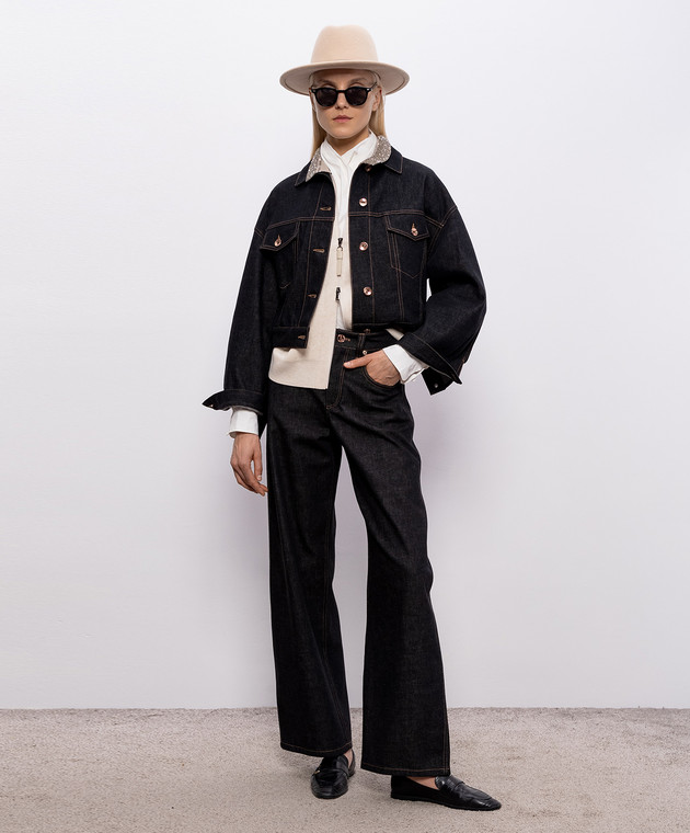 Brunello Cucinelli Чорні джинси з патчем логотипа MP134P4021 зображення 2