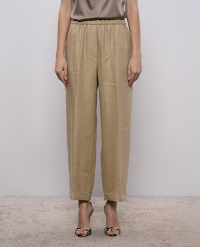 Peserico Бежеві штани з льону з відворотами A0403602606