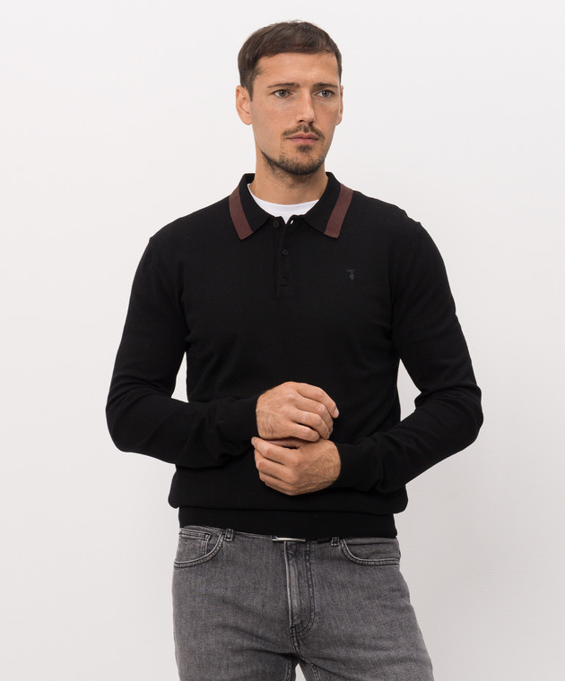 Trussardi Черное поло с окантовкой M0198000021NMK604K01 изображение 3
