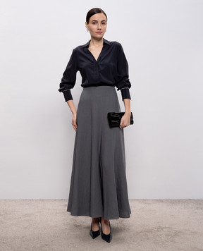 Peserico Синя блуза із шовку з ланцюжком моніль A0688307325