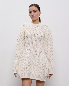 Twinset Белое платье мини из шерсти и кашемира 252TS3160