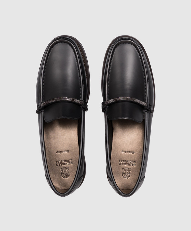 Brunello Cucinelli Черные кожаные лоферы с цепочкой мониль MZMGG3314P изображение 4