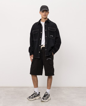 Palm Angels Черные шорты с вышивкой логотипа PMCS012S26FAB002