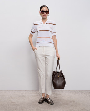 Peserico Біле поло в смужку з люрексом A99092F149173M