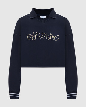 Off-White Синий свитшот-поло с логотипом OWBA07BF25FLE002
