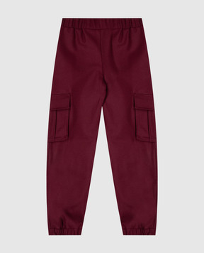 Balmain Детские бордовые джоггеры-карго с шерстью BZ6I20I03391214
