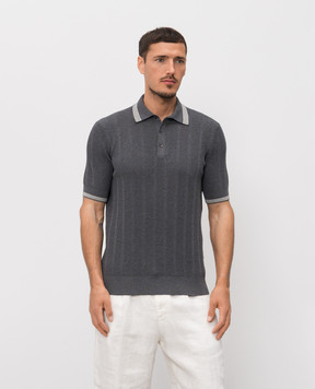 Brunello Cucinelli Серое поло с полосками M29204205P