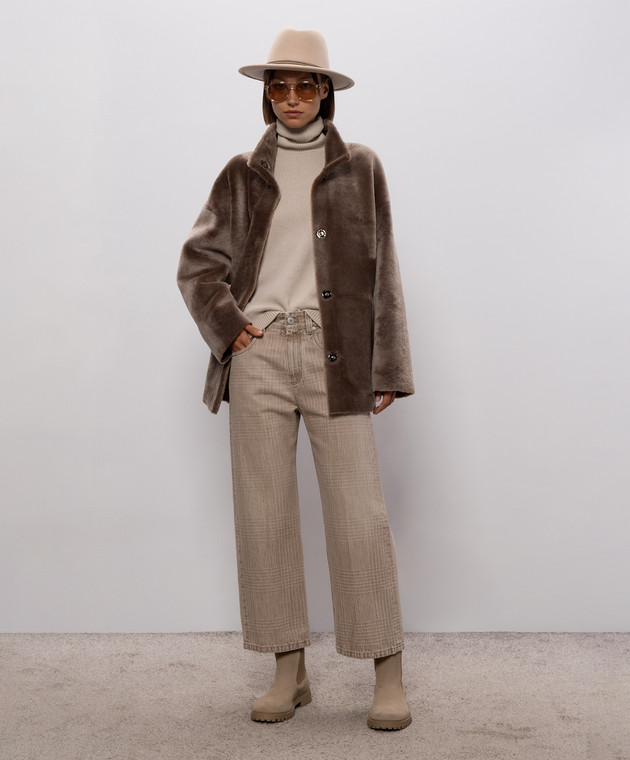 Babe Pay Pls Коричневая дубленка 2323MERINO изображение 2
