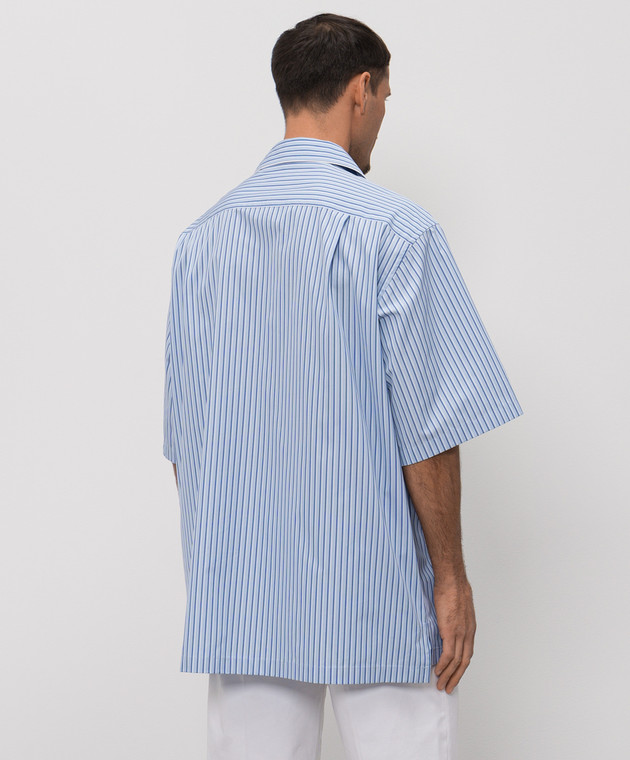Dolce&Gabbana Блакитна сорочка в смужку з короткими рукавами G5OL6TFR513 зображення 3