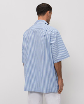 Dolce&Gabbana Блакитна сорочка в смужку з короткими рукавами G5OL6TFR513