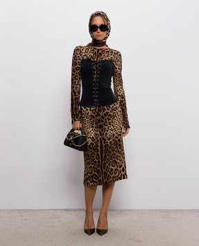 Dolce&Gabbana Коричнева сукня в леопардовий принт F6GAVTFSRKY