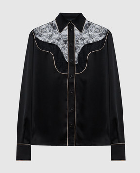 AMIRI Черная блуза с кружевом AW426SH009