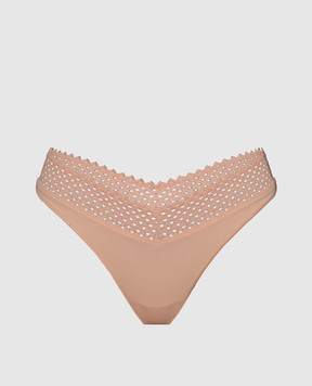 Wolford Бежеві трусики-тонг з мереживом 4W2310