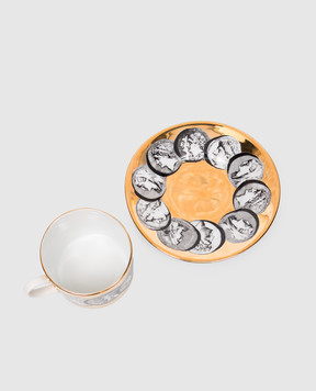 Fornasetti Порцелянова чашка для чаю з блюдцем Cammei P14Z292
