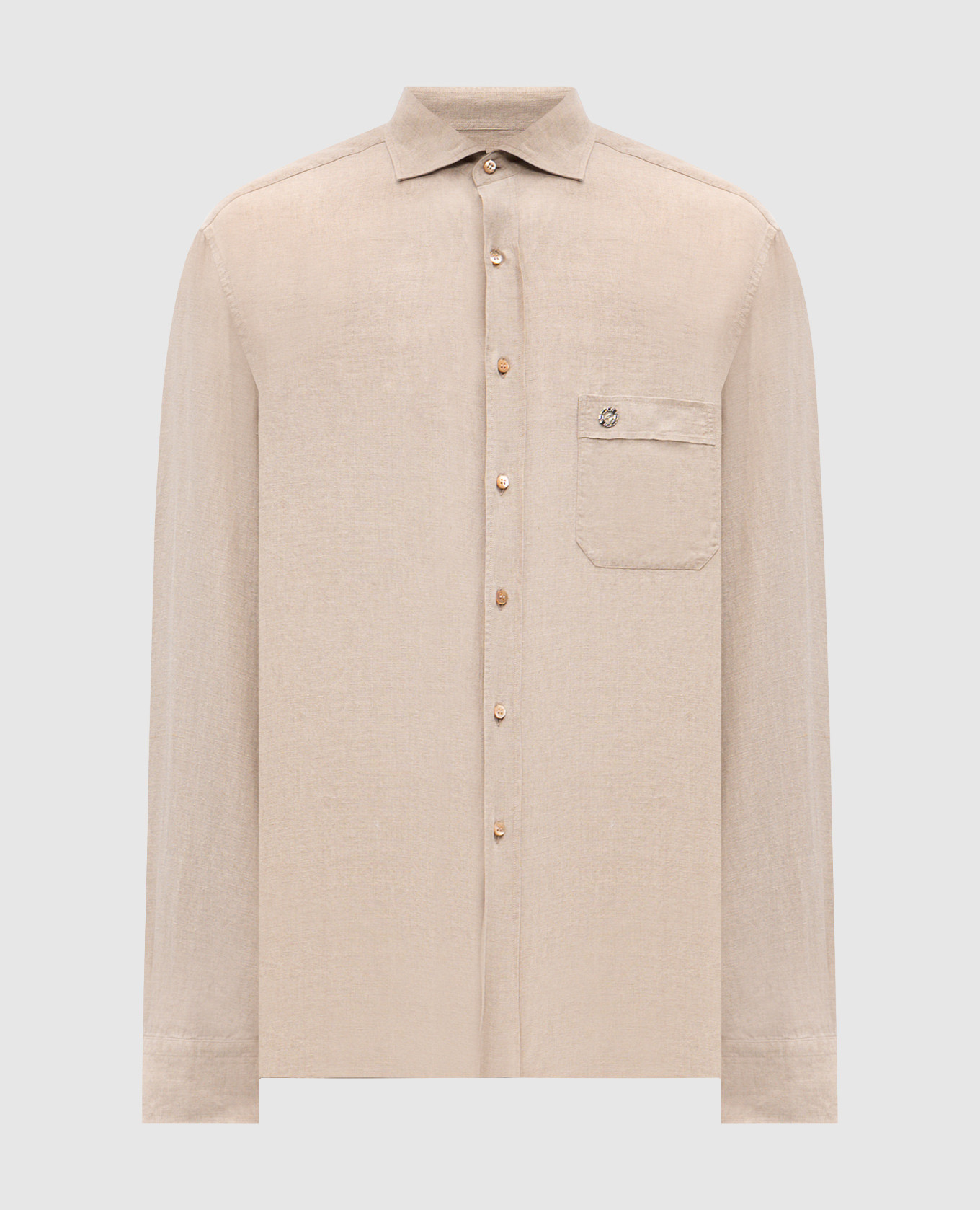 

Бежевая рубашка из льна, Бежевый, Рубашки